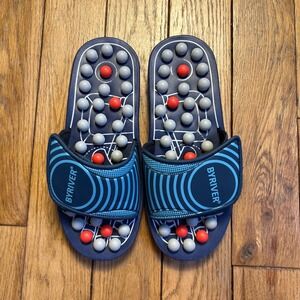 BYRIVER Acupressure Massage Slippers Navy Blue Reflexology Sandals Size S